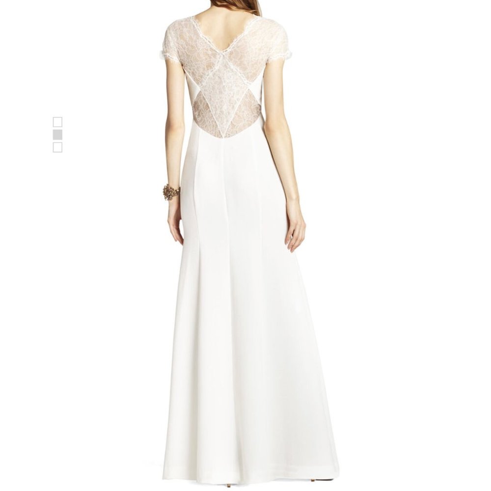 BCBGMAXAZRIA Julia Fitted Lace-Back Gown